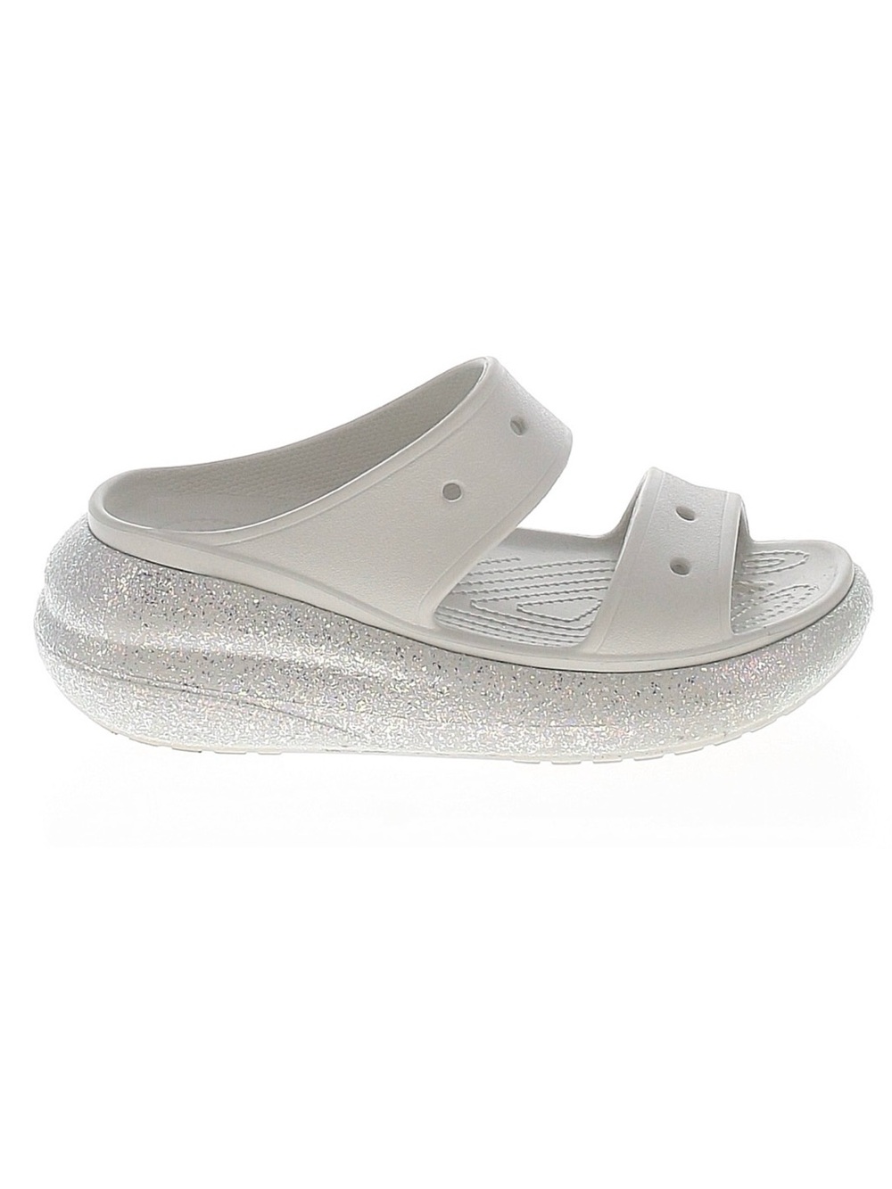 CROCS White Glitter Platform Slide Sandals